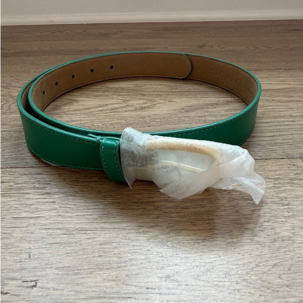 Talbots Green Leather Belt Women's Medium M Gold Tone Buckle